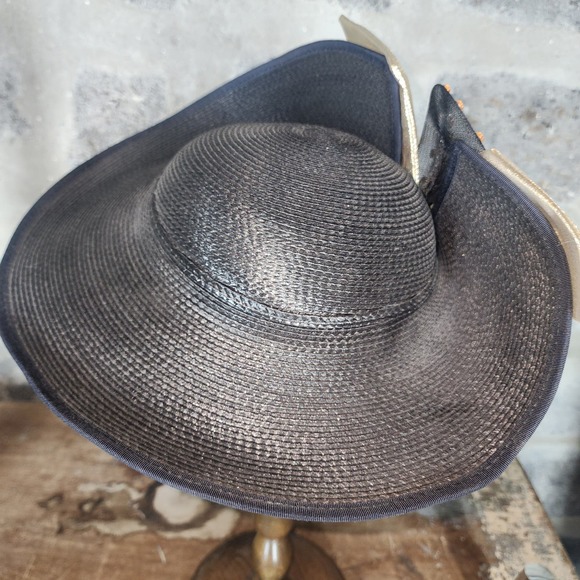 DEBORAH New York Classic Black Gold Hat Fancy Derby Sequined Mesh Embellish main image 5